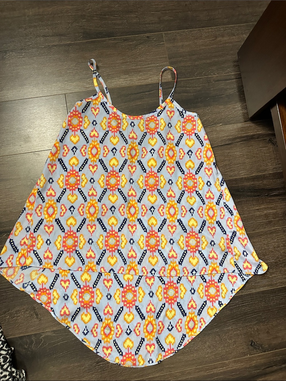 Women’s Lightweight Geometric Print top - Yellow & Blue
